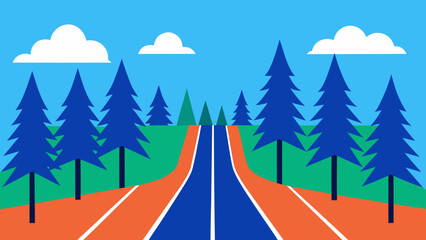 Forest Running Track Amidst Tall Pine Trees Nature Exercise Path Outdoor Training