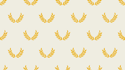 Seamless Pattern of Small Golden Laurel Wreaths for Background