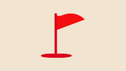 Clean Minimalist Flat Icon Depicting a Red Golf Flag for Games