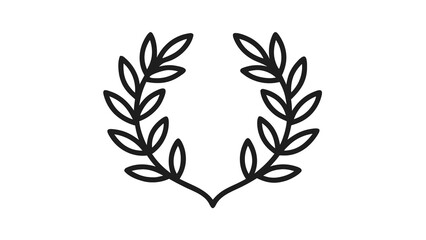 Elegant Simple Outline Icon of a Laurel Wreath Representing Honor