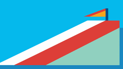 Simple Vector Illustration of a Single Ski Jump Ramp Against Sky