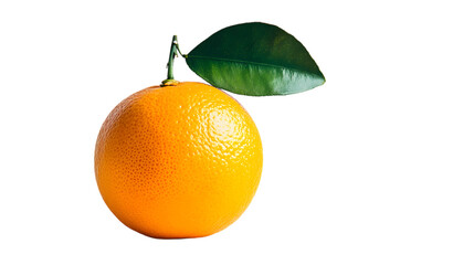 Orange with Leaf on Transparent Backdrop