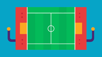 Field Hockey Pitch Vector Design with Goals for Professional Games