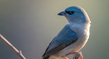 Close-up of blue and grey finch with soft background
