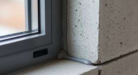 Window sealant application on concrete block wall for improved insulation