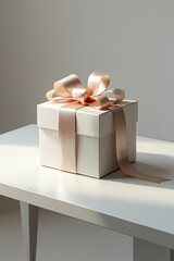 Elegant Gift Box with Peach Ribbon