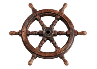 Antique wooden ship's steering wheel