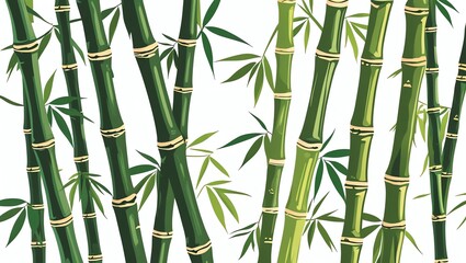 Vibrant Green Bamboo Forest Illustration