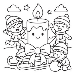 cute candle with holly bold & easy cute christmas coloring page, Whimsical Gingerbread House Coloring Pages for Kids & Adults, Christmas Coloring Pages, bold & easy cozy winter coloring book pages, 