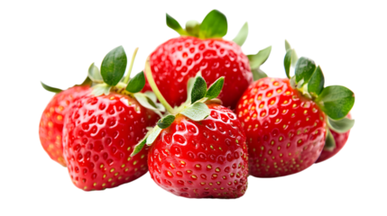 Pile of Fresh Red Strawberries on Clear Background