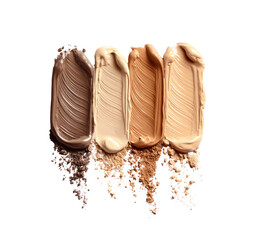 Foundation swatches in various shades, displayed artistically