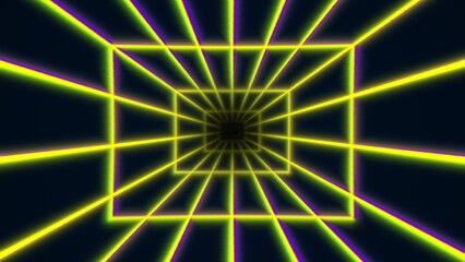 Fototapeta premium Neon geometric pattern with depth and perspective.