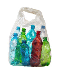 Plastic bottles inside a plastic bag