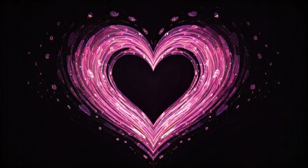 Pink heart design, abstract glow