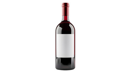 Red Bottle with Blank Label Isolated on Background