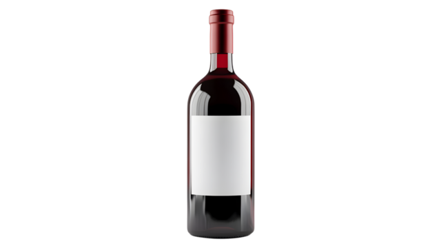 Red Bottle with Blank Label Isolated on Background