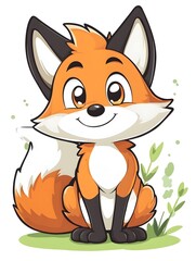 Obraz premium Adorable Fox Illustration: Vibrant Cartoon Style and Cute Wildlife Character Design