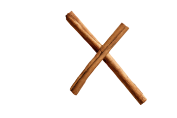 Two cinnamon sticks crossed, forming an "X