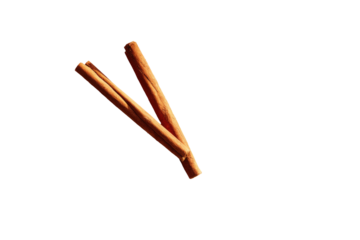 Two cinnamon sticks, slightly angled, against a black background.  They are a rich, reddish-brown color