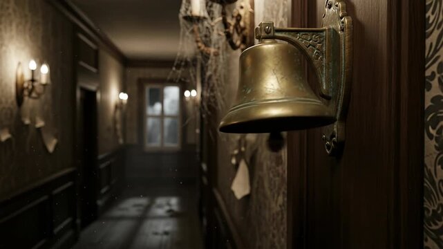 Forsaken servant's bell performing violent ghostly summons in derelict corridor