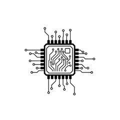 Closeup Detailed Microchip Circuitry Illustration.