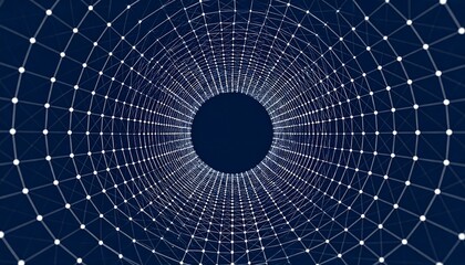 Fototapeta premium A network of interconnected points and lines forms a tunnel, creating a complex and abstract visual effect.