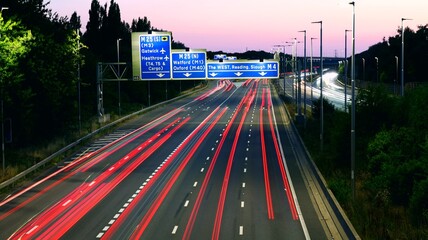 Light Trails on UK Motorway at Night © Aleksey