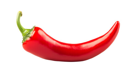 Single Red Chili Pepper on Clear Backdrop