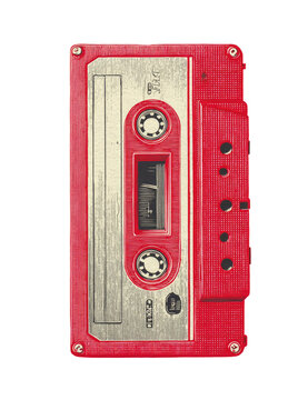 Retro red audio cassette tape