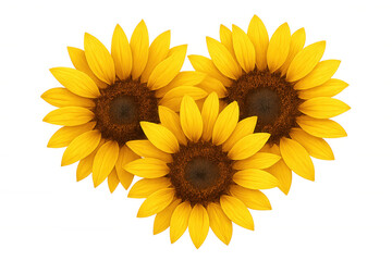 Obraz premium Vivid yellow sunflowers blossoming, transparent backdrop highlighting botanical elegance for summer design compositions