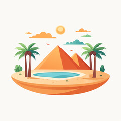 Pixel Art Egyptian Desert Landscape With Pyramids