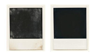 Two vintage instant photo prints, one dirty, one clean