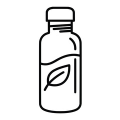 A simple outline drawing of a water bottle, ideal for hydration, fitness, and sustainable lifestyle concepts in a clean, modern style.
