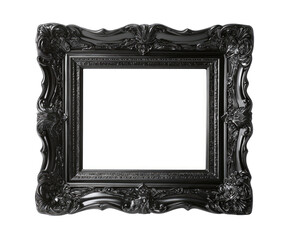 Black ornate picture frame, square shape, empty interior