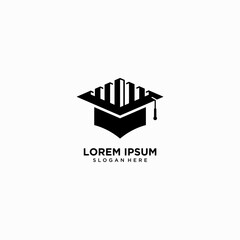 building academy with Graduation Cap Logo Design template
