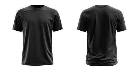 Front and back view of a plain black t-shirt (7)