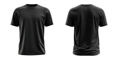 Front and back view of a plain black t-shirt (7)