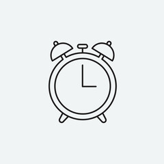 Simple line drawing of a classic alarm clock.