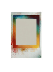 Empty instant photo frame, colorful border,  splashes