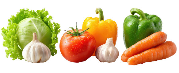 Fresh, colorful vegetables arranged in a horizontal row