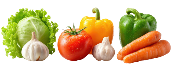 Fresh, colorful vegetables arranged in a horizontal row