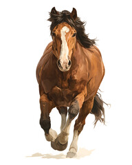 Obraz premium Majestic brown horse running powerfully towards you, embodying freedom, strength, and wild beauty in motion