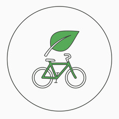 Fototapeta premium Bicycle with a green leaf in a circle representing eco-friendly transportation.