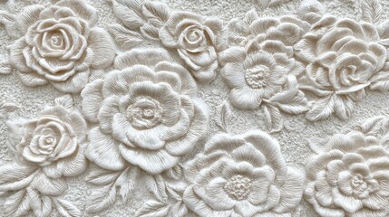 Ornate Cream Rose Pattern Background