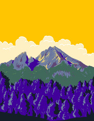 WPA poster art of the Berchtesgaden Alps or Berchtesgadener Alpen in the Northern Limestone Alps near the town of Berchtesgaden in Germany done in works project administration or art deco style.