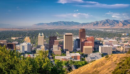 Obraz premium salt lake city utah usa downtown city skyline view