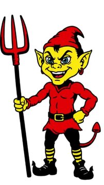 Mischievous Cartoon Devil Mascot Character with Red Pitchfork