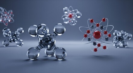 3D Render of Molecular Structures Atoms and Molecules in Science and Technology