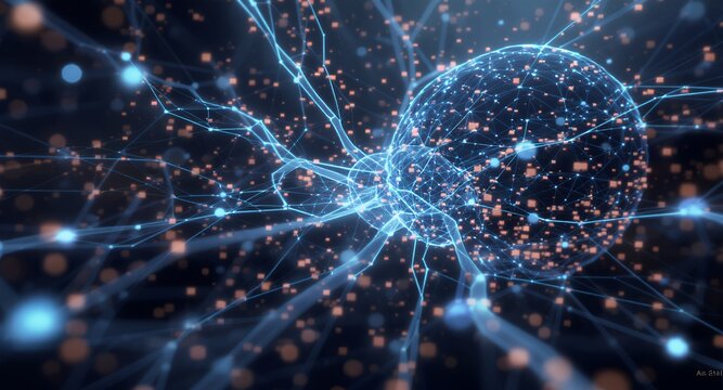 Abstract Network Sphere, Digital Connection, Global Technology, Data Flow, Futuristic Background, Artificial Intelligence, Neural Network, Connectivity Concept - Powered by Adobe