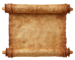 Ancient scroll, light brown parchment, rolled, empty